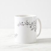 Blume in Schwarz und Weiß Kaffeetasse (VorderseiteRechts)