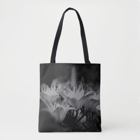 Blume in Schwarz und Weiß Tasche (Vorderseite)