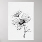 Blume in Schwarz und Weiß Zeichnend Poster (Vorne)