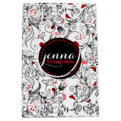 Blume in Schwarz-Weiß-Retro Mittlere Geschenktüte (Vorderseite)