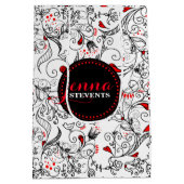 Blume in Schwarz-Weiß-Retro Mittlere Geschenktüte (Rückseite)