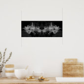 Blume in Schwarz-Weiß-Spiegeln Abstrakt Poster (Küche)