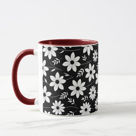 Blume in Schwarz/Weiß, Tasse (Links)
