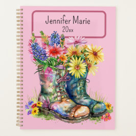 Blume in Stiefeln Personalisieren mit Name, Jahr Planer