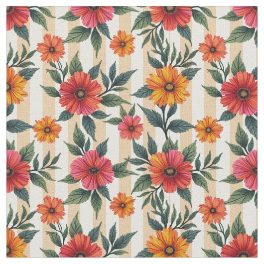 Blume in Sunset Colors und Tan Stripes Stoff (Nahaufnahme)
