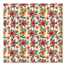 Blume in Sunset Colors und Tan Stripes Tapete