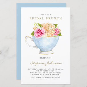 Blume in Teacup Bridal Brunch Einladung