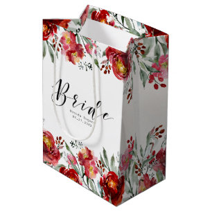 Blume in tiefroten Farbtönen - Bride Typografie Mittlere Geschenktüte