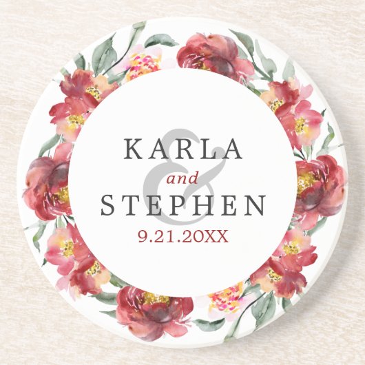 Blume in tiefroten Gärten Getränkeuntersetzer (Vorne)