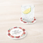 Blume in tiefroten Gärten Getränkeuntersetzer (Seite)