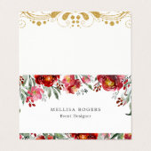 Blume in tiefroten Gärten Visitenkarten (Außenseite Aufgefaltet)