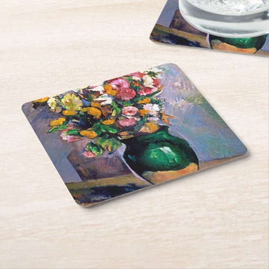 Blume in Vase, Cezanne Rechteckiger Pappuntersetzer (angewinkelt)