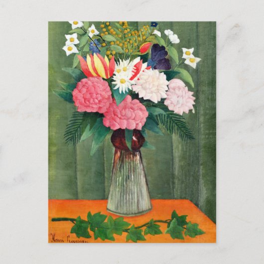 Blume in Vase Henri Rousseau Postkarte (Vorderseite)
