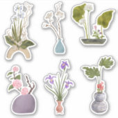 Blume in Vase, kundenspezifisch geschnitten Vinyl Aufkleber (Vorderseite)