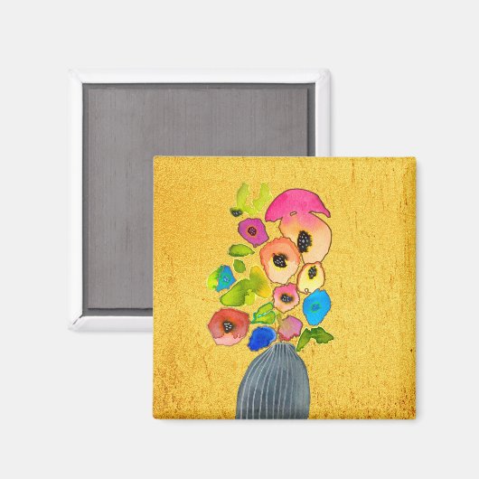 Blume in Vase Magnet (Vorderseite/Rückseite)