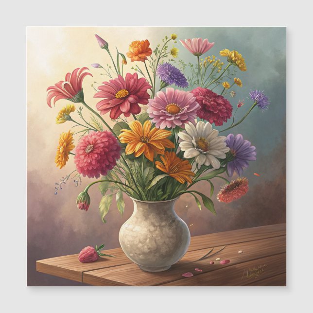 Blume in Vase Magnetkarte (Vorderseite)