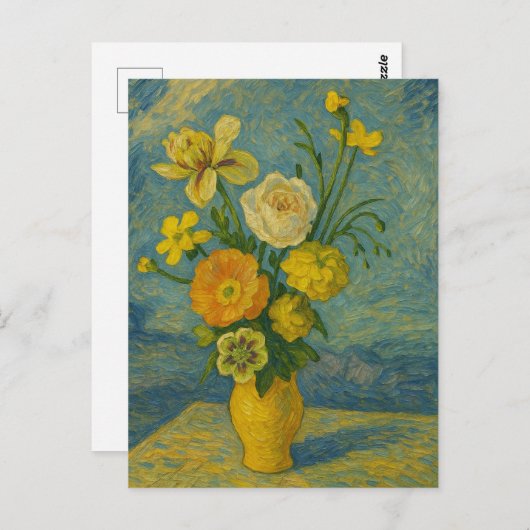 Blume in Vase Postkarte (Vorne/Hinten)