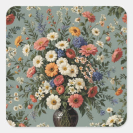Blume in Vase vermischen Quadratischer Aufkleber