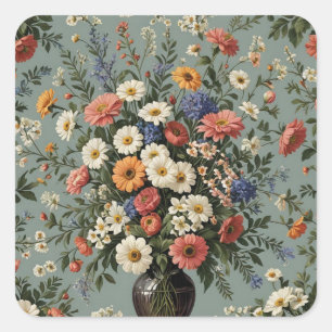 Blume in Vase vermischen Quadratischer Aufkleber