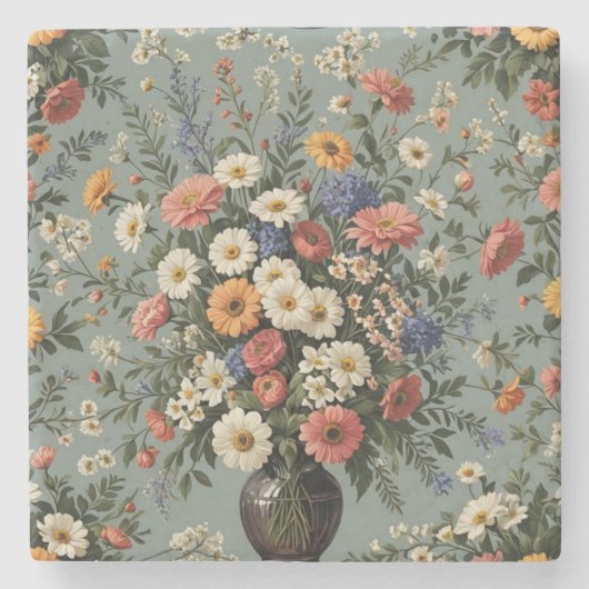 Blume in Vase vermischen Steinuntersetzer (Vorderseite)