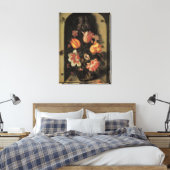 Blume in Vase, Vintages barockes Stillleben Leinwanddruck (Insitu (Schlafzimmer))