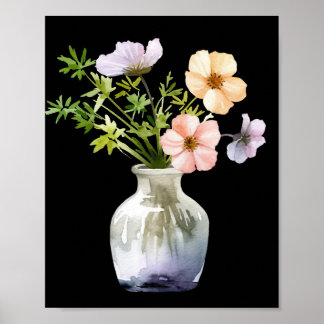 Blume in Vase Wasserfarben Kunst drucken Poster
