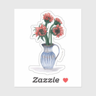 Blume in Vase Watercolor Aufkleber