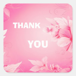 Blume in Weich-Rosa danke Quadratischer Aufkleber