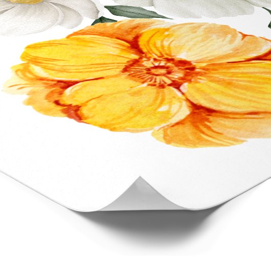 Blume in Weiß Gelb Blumen Poster (Ecke)