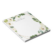 Blume in Weiß, Goldrahmen Personalisiert Notizblock (angewinkelt)