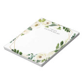 Blume in Weiß, Goldrahmen Personalisiert Notizblock (Rotiert)