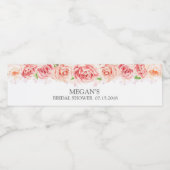 Blume in Weiß Rosa Brautparty Wasserflaschenetikett (Einzelnes Label)