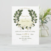 Blume in Weiß und Gold Einladung (Stehend Vorderseite)