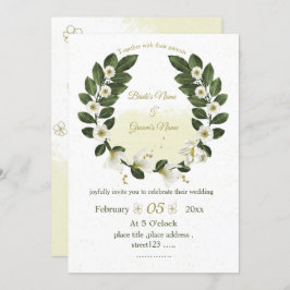 Blume in Weiß und Gold Einladung