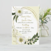 Blume in Weiß und Gold, geometrische Hochzeit Einladung (Stehend Vorderseite)