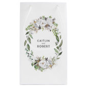 Blume in Weiß und Gold Kleine Geschenktüte (Rückseite)