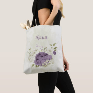 Blume in weiß und lila tasche