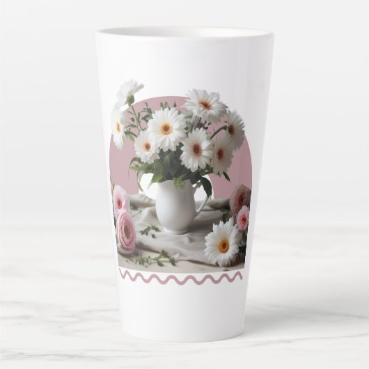 Blume in Weiß und Rosa Milchtasse (Vorderseite)
