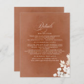 Blume in Weiß und Terracotta Hochzeitsstipps Begleitkarte (Vorne/Hinten)