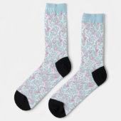 Blume in Weißblautönen Rosa Pastellfarben Socken (Linkes Detail)