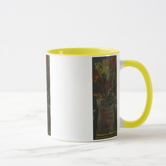 Blume in weißer Vase Tasse (Rechts)