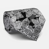 Blume Indianermuster grau Krawatte (Gerollt)