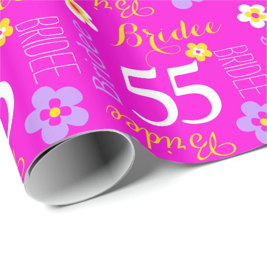 Blume individuelle Name Bridee 55 Geburtstagspacku Geschenkpapier (Rolleneckpunkt)