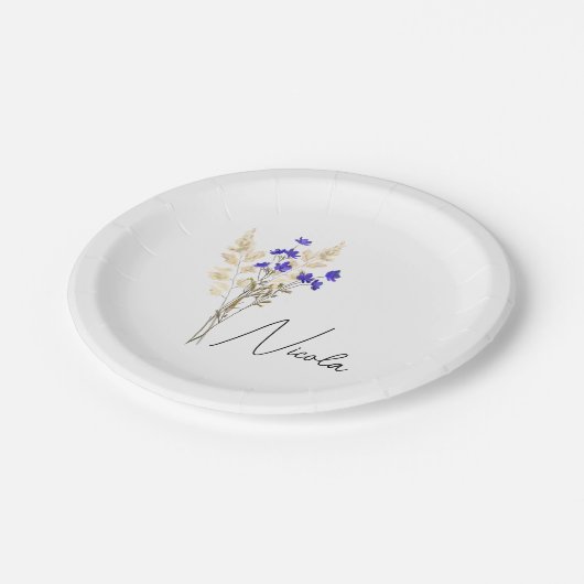 Blume individuelle Name, Personalisierte Blume Pappteller (Schrägansicht)