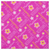 Blume individuelle Name rosa gelbe typografische G Stoff (Muster)
