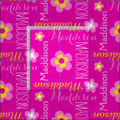 Blume individuelle Name rosa gelbe typografische G Stoff (Kachel)
