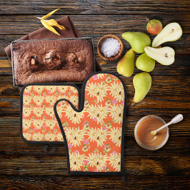 Blume-inspiriert Birnen Ofenhandschuh & Topflappen-Set