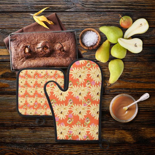 Blume-inspiriert Birnen Ofenhandschuh & Topflappen-Set