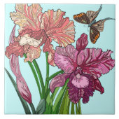 Blume, Iris und Schmetterling auf Minze Fliese (Vorderseite)