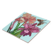 Blume, Iris und Schmetterling auf Minze Fliese (Seite)